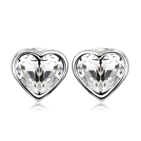 Aretes de Swarovski en Forma de Corazón Color Blanco