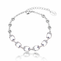 Hermosa Pulsera de Cristales Cristal Austriaco Color Blanco Transparante