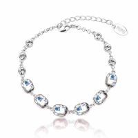 Hermosa Pulsera de Cristales Cristal Austriaco Color Blanco Mixto