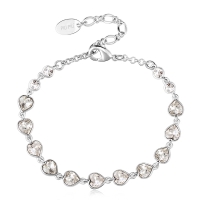 Pulsera de Cristal Austriaco con Corazones Blancos