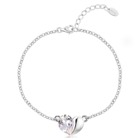 Pulsera Cristal Austriaco con Corazón color Blanco