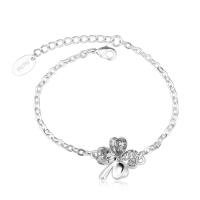 Pulsera de Cristal Austriaco con Trébol color Blanco