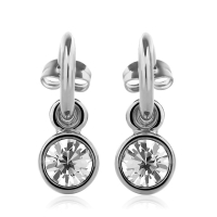 Aretes Redondos de Cristal Austriaco Blanco
