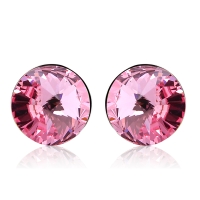 Aretes Solitarios de Color Rosa de Cristal Swarovski