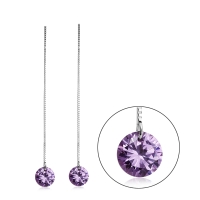 Aretes De Cristal Austriaco Con Plata 925 Color Morado