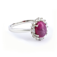 Anillo de Star Rubí en Plata .925