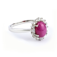 Anillo de Star Rubí en Plata .925