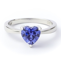 Anillo de Tanzanita en Plata de Ley 925 Corazón