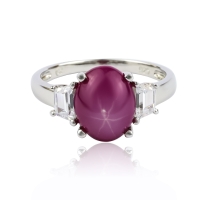 Anillo de Rubi Estrella Con Plata 925