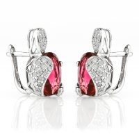 Aretes de Plata Fina .925 con Turmalina Rosa