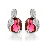 Aretes de Plata Fina .925 con Turmalina Rosa