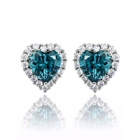 Aretes de Corazon con Alejandrita en Plata 925