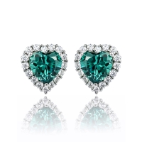 Aretes de Corazon con Alejandrita en Plata 925