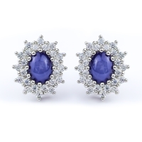 Aretes de Zafiro Estrella Con Plata de Ley 16 mm x 13 mm