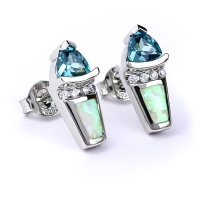 Aretes de Plata .925 con Alejandrita y Ópalo Blanco