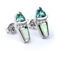 Aretes de Plata .925 con Alejandrita y Ópalo Blanco