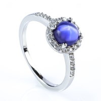 Anillo de Solitario Zafiro Estrella Con Plata 925