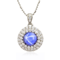 Collar de Zafiro Estrella Azul Con Diamantes Simulados