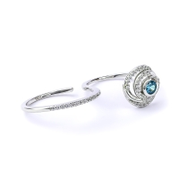 Doble Anillo Con Alejandrita Plata Solido