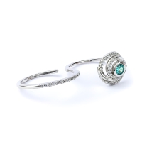 Doble Anillo Con Alejandrita Plata Solido