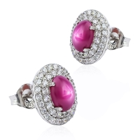 Aretes de Rubí Estrella Con Plata de Ley 15 mm x 13 mm