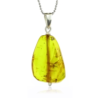 Dije de Ambar Amarillo Con Plata de Ley