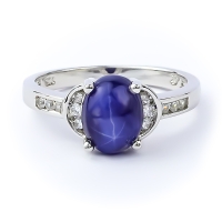 Anillo de Zafiro Estrella Con Plata 925
