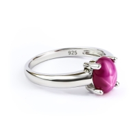 Anillo de Compromiso Rubi Estrella Con Plata
