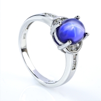 Anillo de Zafiro Estrella Con Plata 925