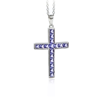 Collar Cruz de Tanzanita con Cadena de Plata de 40 mm x 24 mm