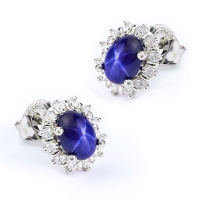 Aretes de Zafiro Estrella Con Plata de Ley 12 mm x 10 mm
