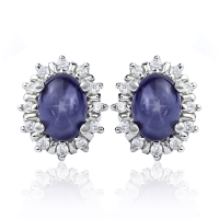 Aretes de Zafiro Estrella Con Plata de Ley 12 mm x 10 mm