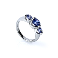 Anillo de Plata con 3 Piedras de Tanzanita