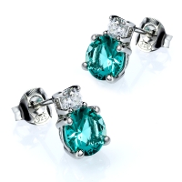 Aretes de Plata Sterlina Con Paraiba en Corte Redondo