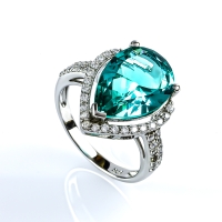 Anillo de Paraiba Corte Pera en Plata .925