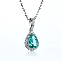 Elegante Dije de Paraiba Corte Pera en Plata .925