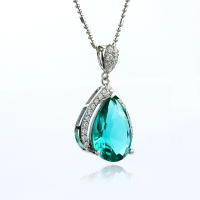 Dije de Paraiba Corte Pera en Plata .925