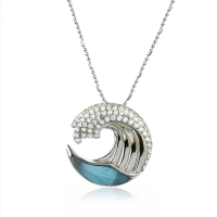 Dije de Ola del Mar Larimar Genuina Con Plata de Ley