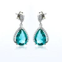 Aretes de Paraiba Corte Pera en Plata .925