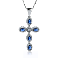 Cruz de Plata Con Zafiro