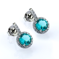 Pendientes de Plata con Piedra Paraiba