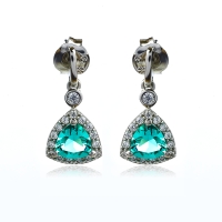 Aretes de Paraiba Corte Trillion en Plata .925