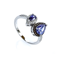 Anillo de Compromiso con Dos Piedras de Tanzanita