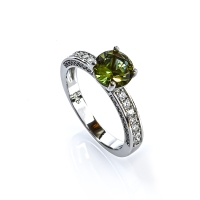 Doble Anillo de Compromiso Corte Redondo Zultanita