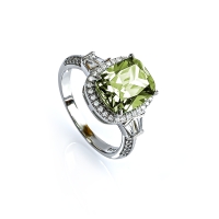 Anillo de Plata Sterlina Con Alejandrita Amarillo / Verde / Durazno