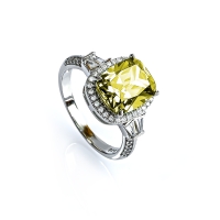Anillo de Plata Sterlina Con Alejandrita Amarillo / Verde / Durazno