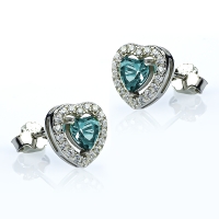 Pendientes de Plata con Aguamarina en Forma de Corazón