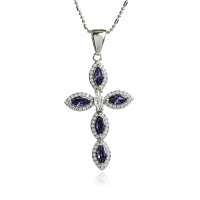 Cruz de Plata Con Amatista y Zirconia