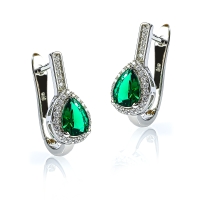 Hermoso Set de Plata .925 con Esmeralda Aretes y Dije