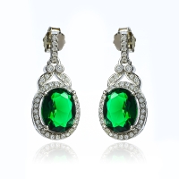 Set de Plata .925 Con Esmeralda Aretes y Dije